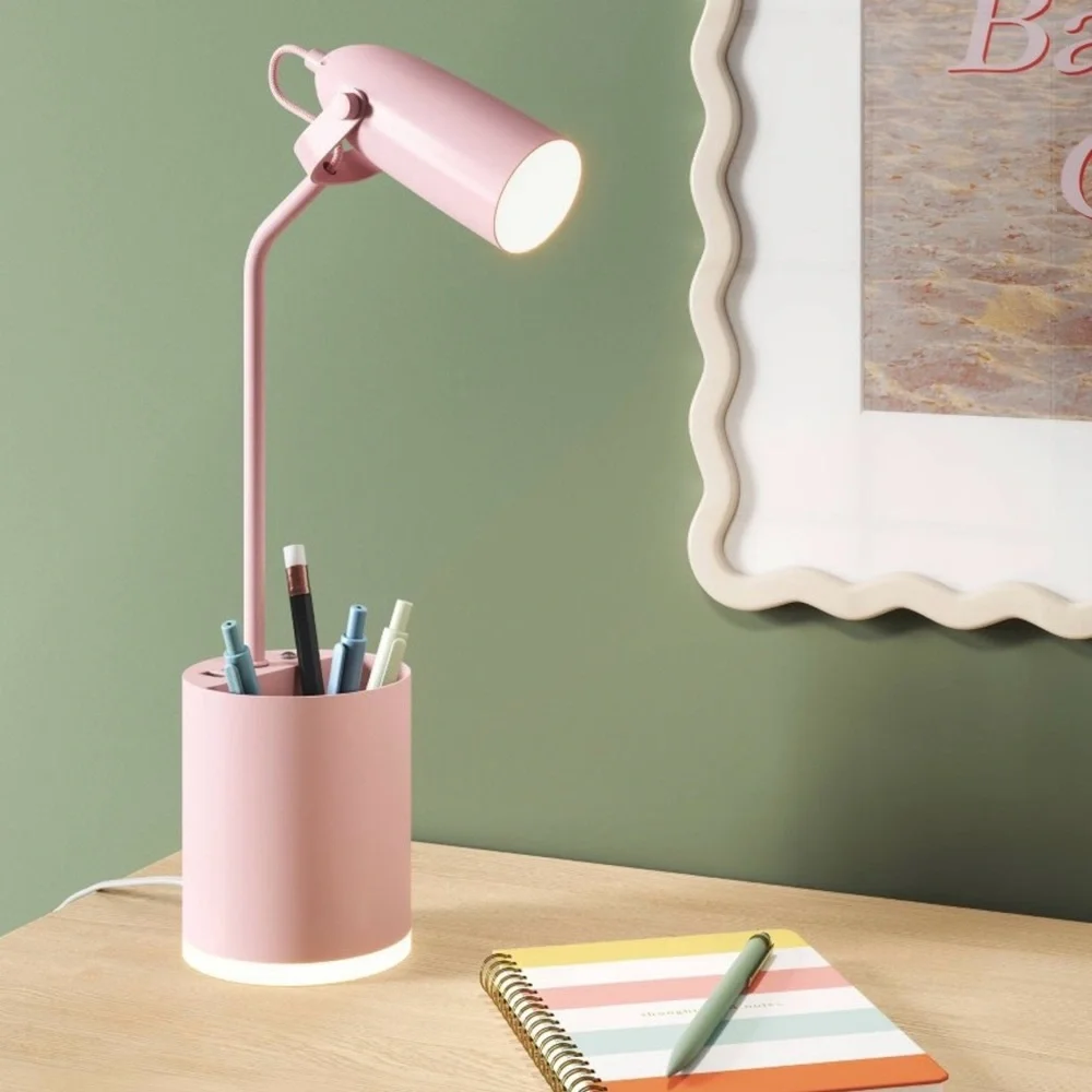 Room Essentials Task Lamp with Nightlight with Integrated LED Pink - Picture 2 of 6
